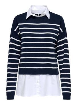 Pullover Only mit Only Payson blauer Damenbluse.