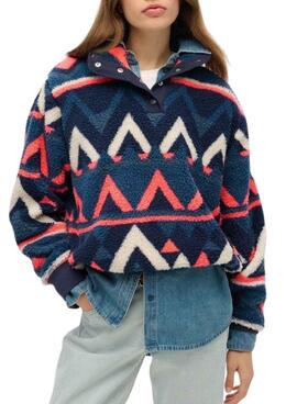 Superdry Printed Henley Marine Ethno für Damen