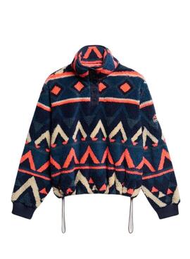 Superdry Printed Henley Marine Ethno für Damen