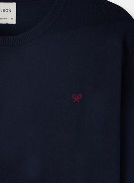 Marineblauer Basic-Silbon-Pullover für Herren.