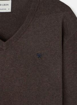 Brown Pullover Silbon V-Ausschnitt für Herren