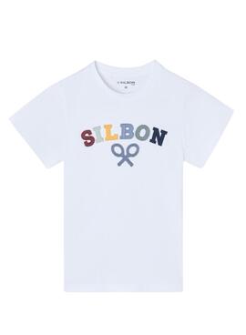 T-shirt Silbon Logo Mehrfarbig Weiß für Jungen.