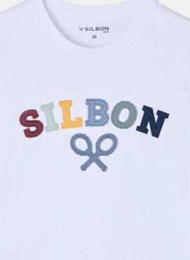 T-shirt Silbon Logo Mehrfarbig Weiß für Jungen.