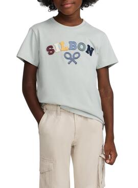 T-shirt Silbon logo multicolor türkis für Jungen.