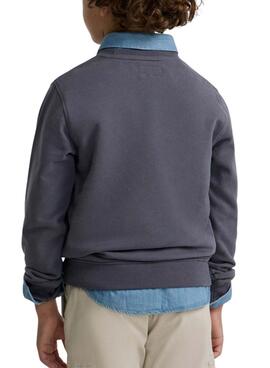 Sweatshirt Silbon Vintage-Blau-Tennisschläger für Jungen