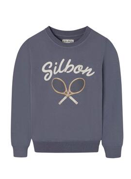 Sweatshirt Silbon Vintage-Blau-Tennisschläger für Jungen