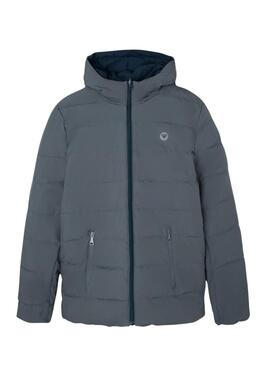 Gepolsterter Silbon-Wende-Mantel in Blau und Grau für Herren.