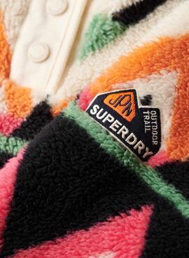 Superdry Bedrucktes Henley im ethnischen Stil in Beige für Damen