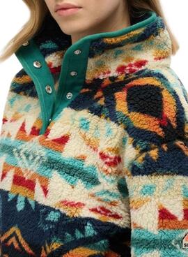 Polar Superdry Bedrucktes Henley Ethno Grün für Damen