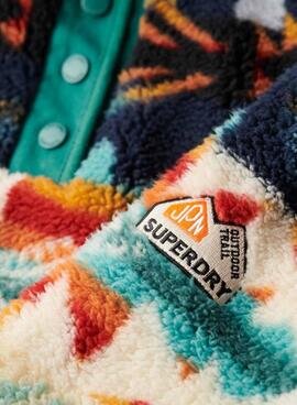 Polar Superdry Bedrucktes Henley Ethno Grün für Damen