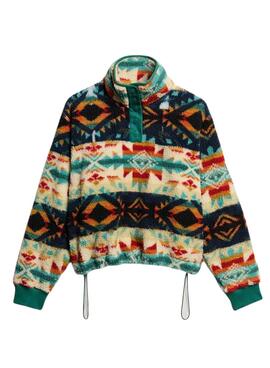 Polar Superdry Bedrucktes Henley Ethno Grün für Damen