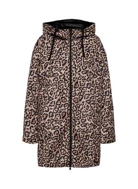 Regenmantel reversible Only Fry in Schwarz und Animal Print für Damen.