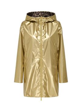 Wendbare Regenjacke Only Fry in Gold und Animal Print für Damen.
