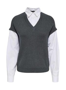 Pullover Only Payson-Kombinationsshirt und graues Weste für Damen.