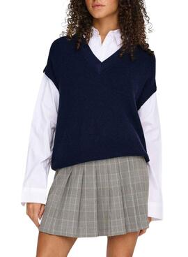 Pullover Only Payson Combo-Shirt und Weste in Marineblau für Damen