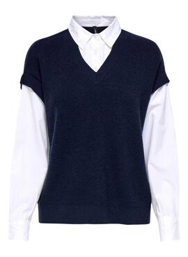 Pullover Only Payson Combo-Shirt und Weste in Marineblau für Damen