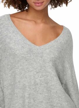 Pullover Only Onlarizona Hellgrau Pailletten für Damen