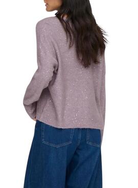 Lila Pailletten-Strickpullover Only für Damen