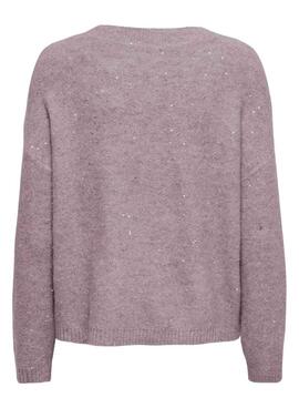 Lila Pailletten-Strickpullover Only für Damen