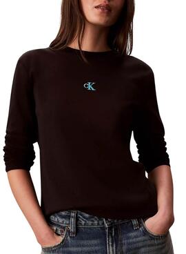 T-Shirt Calvin Klein Jeans Satin Ombre Graphic schwarz für Damen