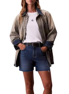 T-Shirt Calvin Klein Jeans Satin Ombre Graphic weiß für Damen