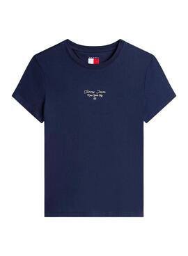 T-Shirt Tommy Jeans Ess Logo in Blau für Damen.