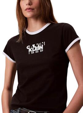 T-Shirt Calvin Klein 1968 Graphic Baby schwarz für Damen