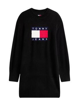 Kleid Tommy Jeans Flag Schwarz für Damen