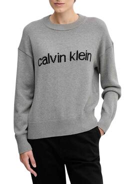 Calvin Klein Baumwollgrafik Grau Damen Jersey.