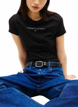 T-Shirt Tommy Jeans Bling Linear schwarz für Damen.
