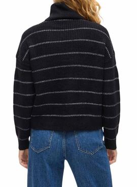 Vila Vizaza Streifenpullover in Schwarz und Silber für Damen