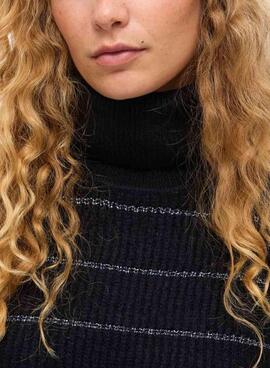 Vila Vizaza Streifenpullover in Schwarz und Silber für Damen