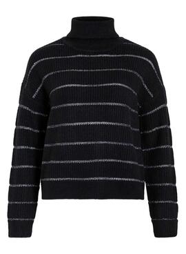 Vila Vizaza Streifenpullover in Schwarz und Silber für Damen