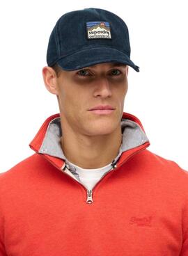 Mütze Superdry Graphic Cord Trucker Marineblauer Kordstoff