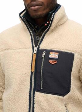 Polar Superdry Vintage Retro Full Zip beige für Herren