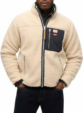 Polar Superdry Vintage Retro Full Zip beige für Herren