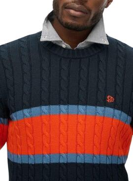 Superdry Cotton Stripe Cable Marine Jersey für Herren