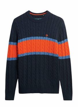 Superdry Cotton Stripe Cable Marine Jersey für Herren