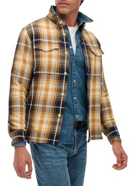 Hemd Superdry Merchant Heavy Checked Flanell Gelb für Herren