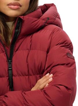 Superdry Kapuzen Sport Puffer Steppjacke in Burgunder für Damen
