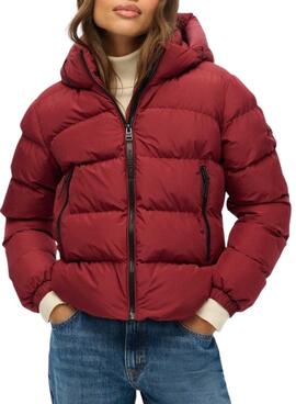Superdry Kapuzen Sport Puffer Steppjacke in Burgunder für Damen
