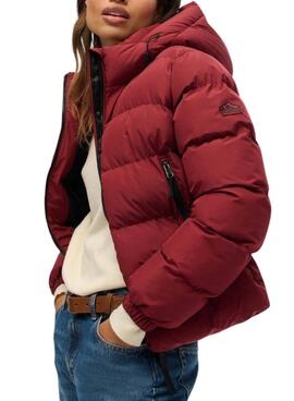 Superdry Kapuzen Sport Puffer Steppjacke in Burgunder für Damen