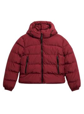 Superdry Kapuzen Sport Puffer Steppjacke in Burgunder für Damen