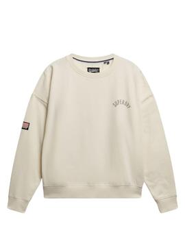 Pullover Superdry Athletic Relaxed Printed in Beige für Damen.