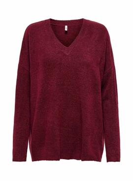 Strickpullover Only Talio in Granatrot für Damen.