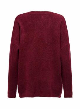 Strickpullover Only Talio in Granatrot für Damen.