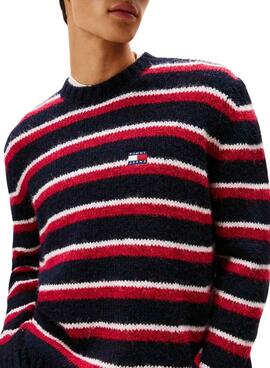 Pullover Tommy Jeans Streifen Rot und Blau für Herren.