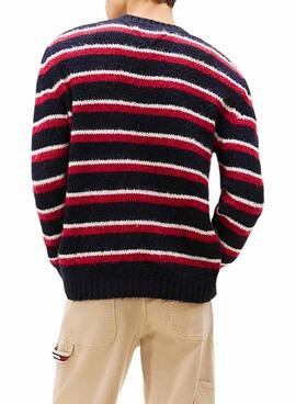 Pullover Tommy Jeans Streifen Rot und Blau für Herren.