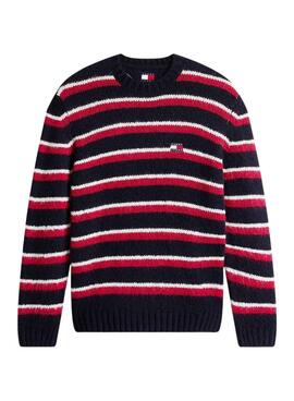 Pullover Tommy Jeans Streifen Rot und Blau für Herren.