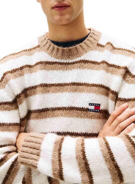 Pullover Tommy Jeans Streifen Beige für Herren